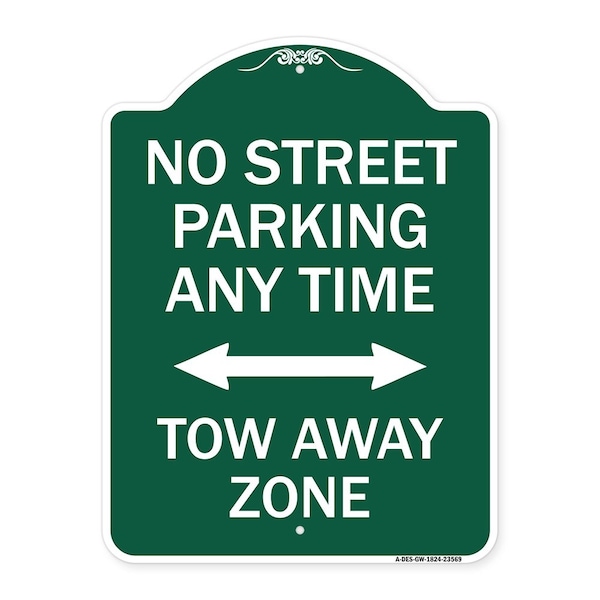 Signmission No Street Parking Anytime Tow Away Zone With Bidirectional Arrow, A-DES-GW-1824-23569 A-DES-GW-1824-23569 - main